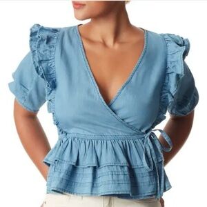 Sam Edelman Rina Peplum Denim Top